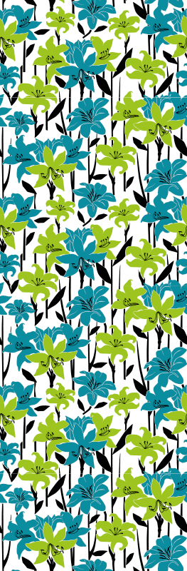Tapis vinyle chambre design pochoir fleurs - TenStickers