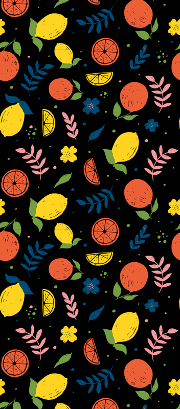 Tapis vinyle chambre fruits d'agrumes avec feuilles - TenStickers