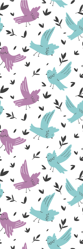 Tapis vinyle chambre illustration oiseaux violets et bleus - TenStickers