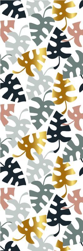 Tapis vinyle chambre feuilles dorées et multicolores - TenStickers