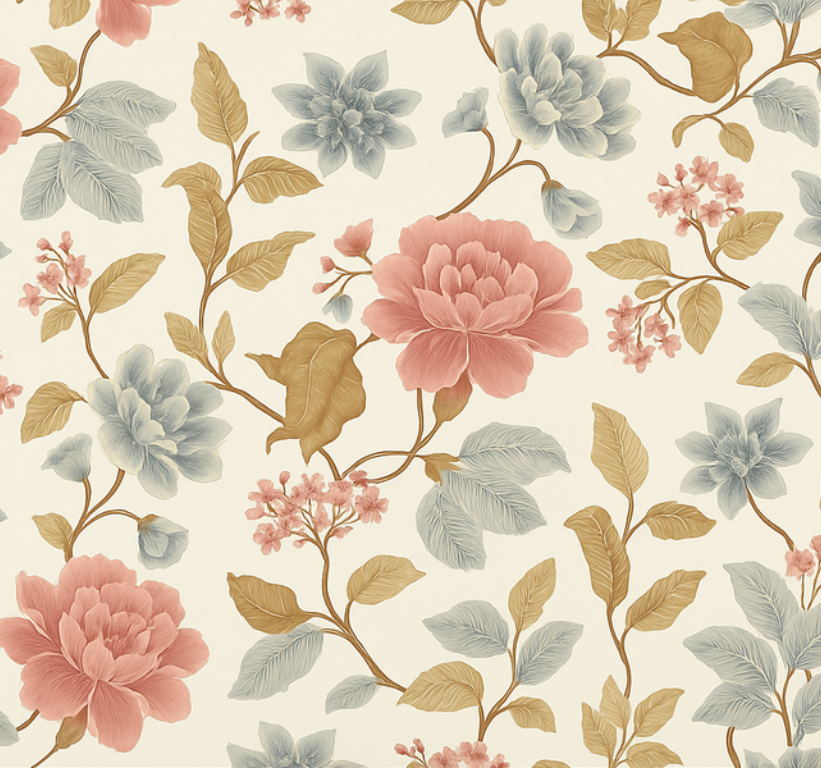 Tapis vinyle chambre fleurs romantiques - TenStickers