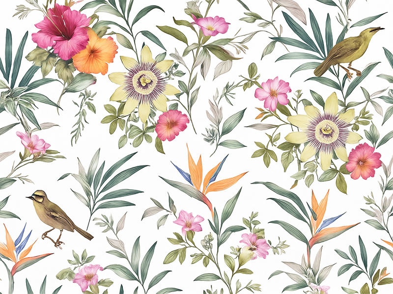 Tapis vinyle chambre design floral bleu - TenStickers