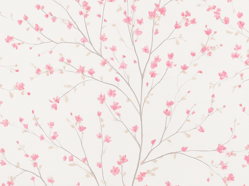 Tapis vinyle chambre arbre aux petites fleurs roses - TenStickers
