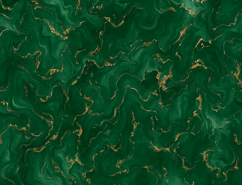 Tapis vinyle chambre vert Émeraude avec marbre doré - TenStickers