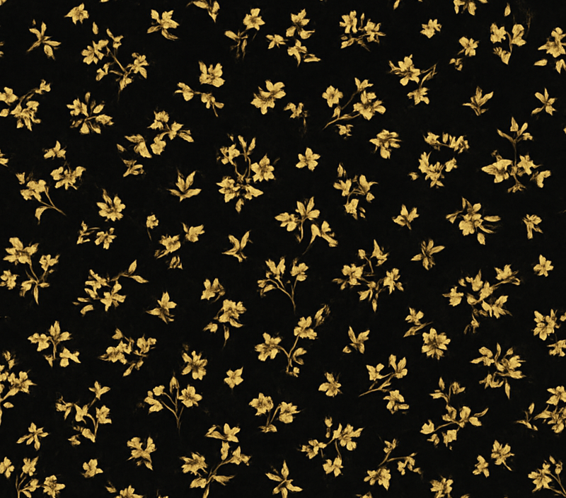 Tapis vinyle chambre fond sombre fleurs dorées - TenStickers
