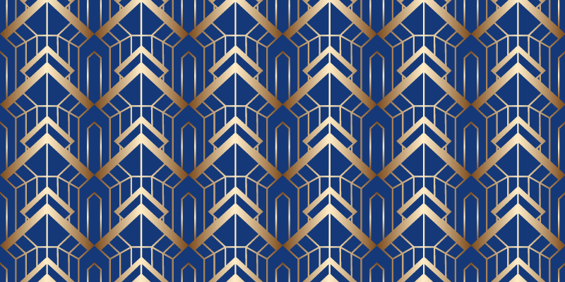 Tapis vinyles géométriques art déco bleu et or - TenStickers