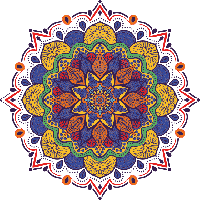Tapis vinyles géométriques mandala fleuri coloré - TenStickers