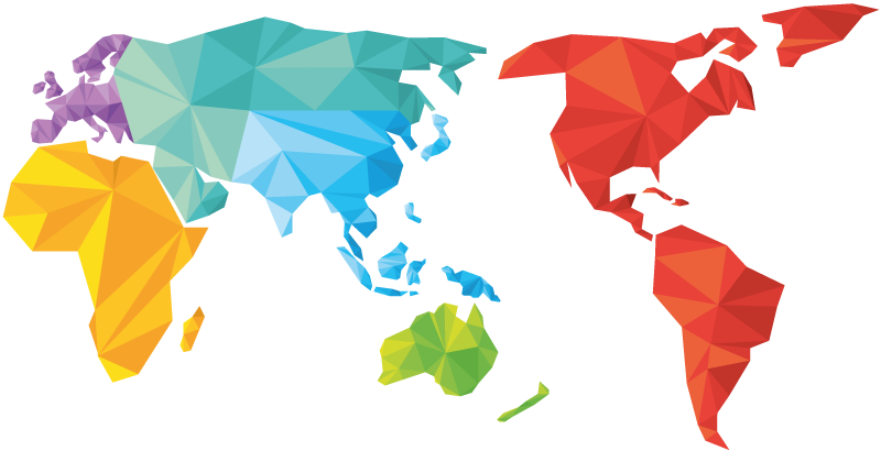 Tapis vinyles géométriques carte du monde colorée - TenStickers
