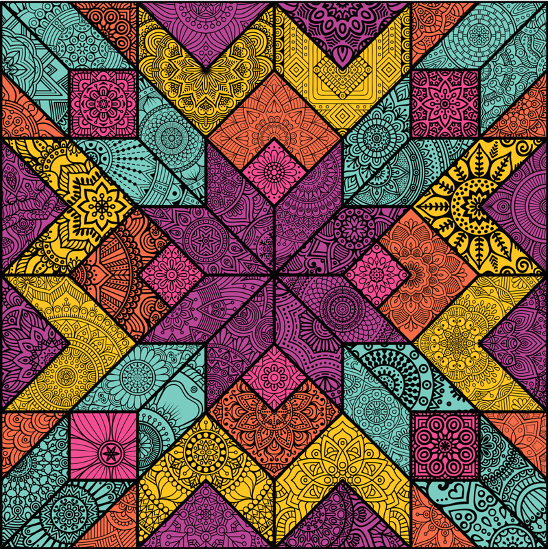 Tapis vinyles géométriques éléments géométriques colorés - TenStickers