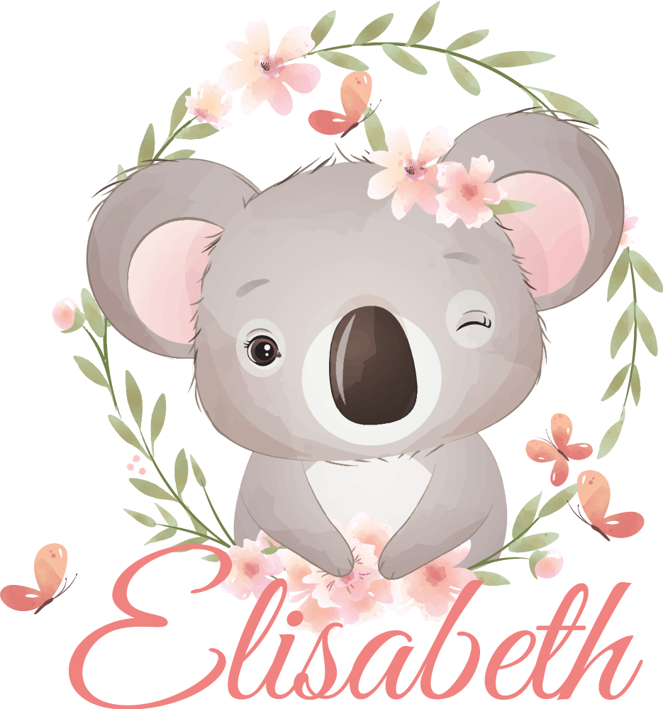 Tapis vinyle pour enfants animaux mignons koala avec nom - TenStickers