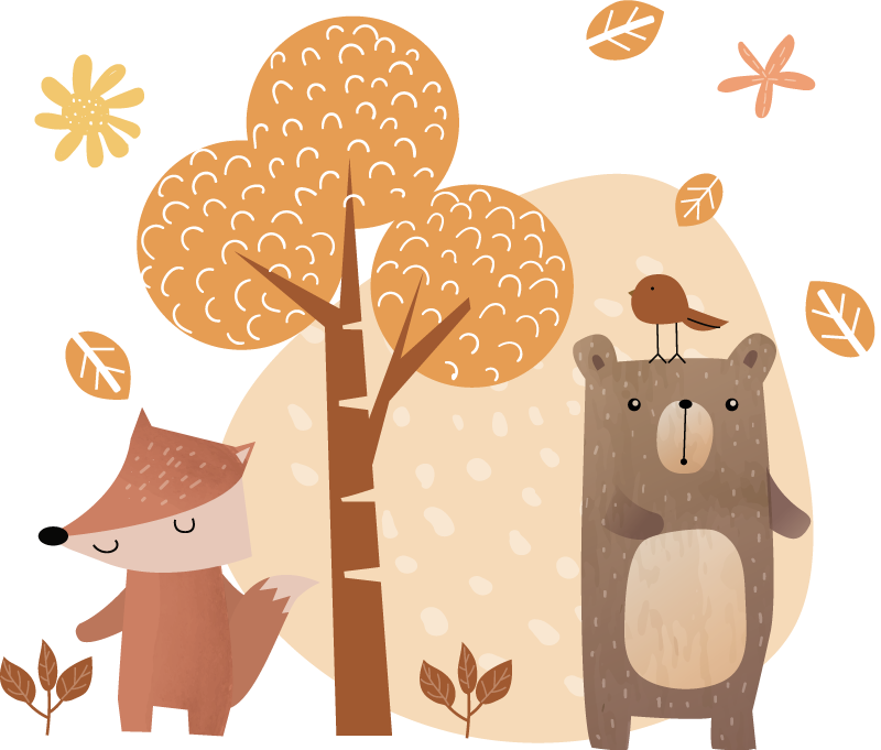 Tapis vinyle pour enfants animaux et arbre - TenStickers