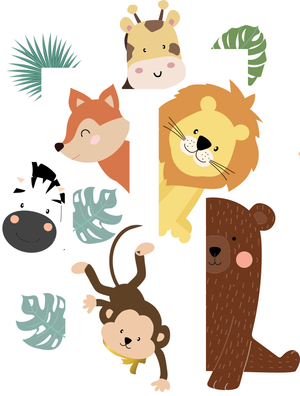 Tapis vinyle pour enfants animaux à la porte - TenStickers