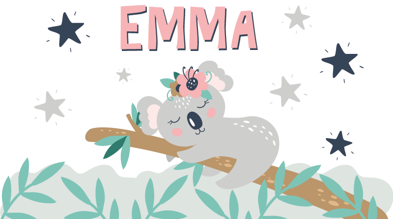 Tapis vinyle pour enfants koala mignon avec prénom - TenStickers