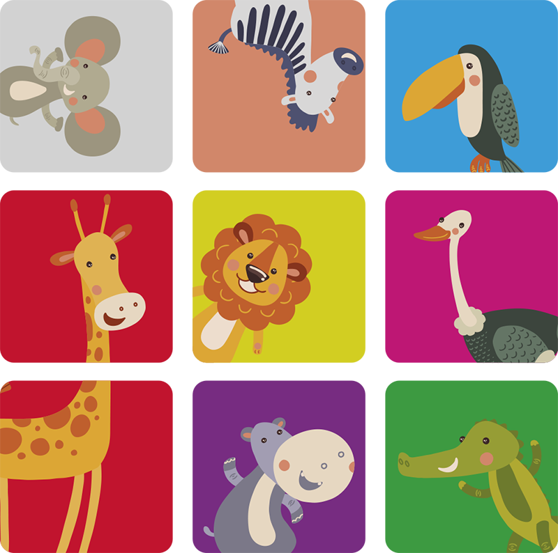 Tapis vinyle pour enfants animaux carrés - TenStickers
