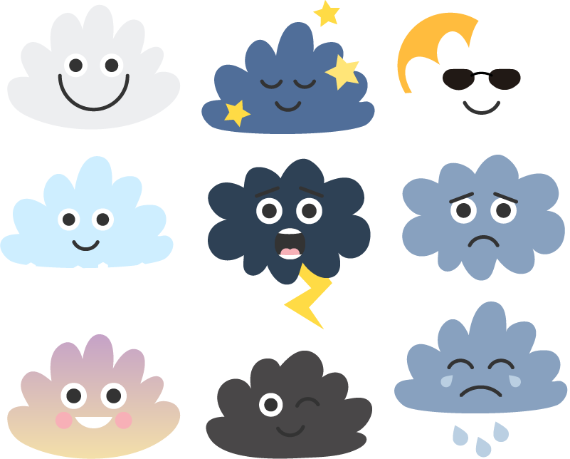 Tapis vinyle pour enfants nuages avec visages - TenStickers