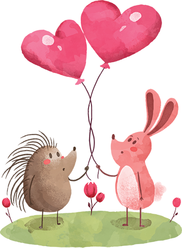 Tapis vinyle pour enfants hérisson et lapin - TenStickers