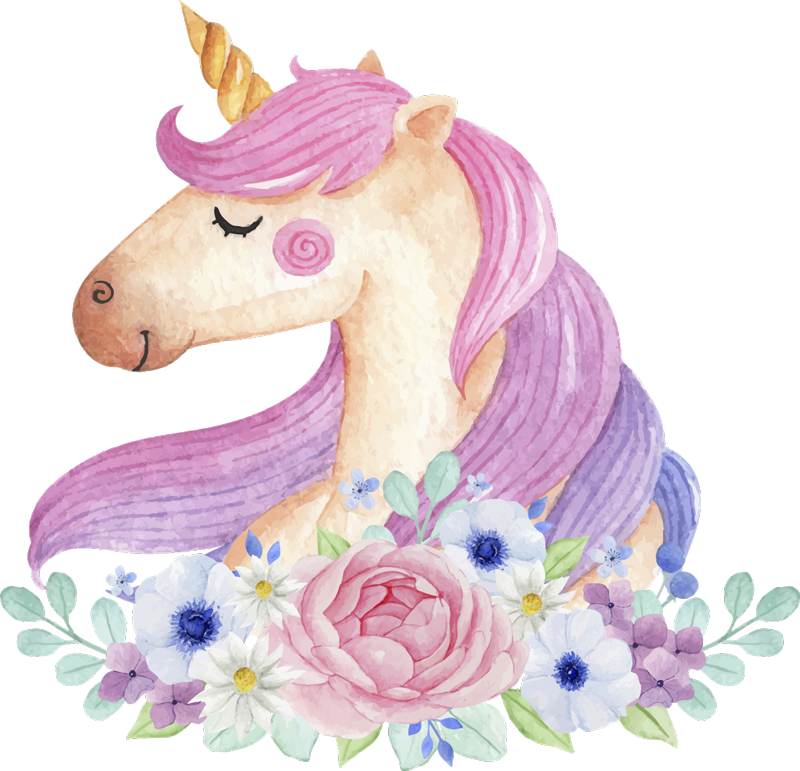 Tapis vinyle pour enfants licorne aquarelle - TenStickers
