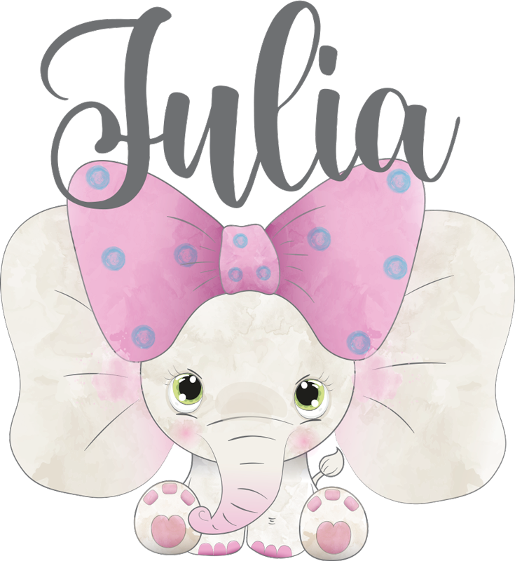 Tapis vinyle pour enfants Éléphant avec bébé et nom - TenStickers