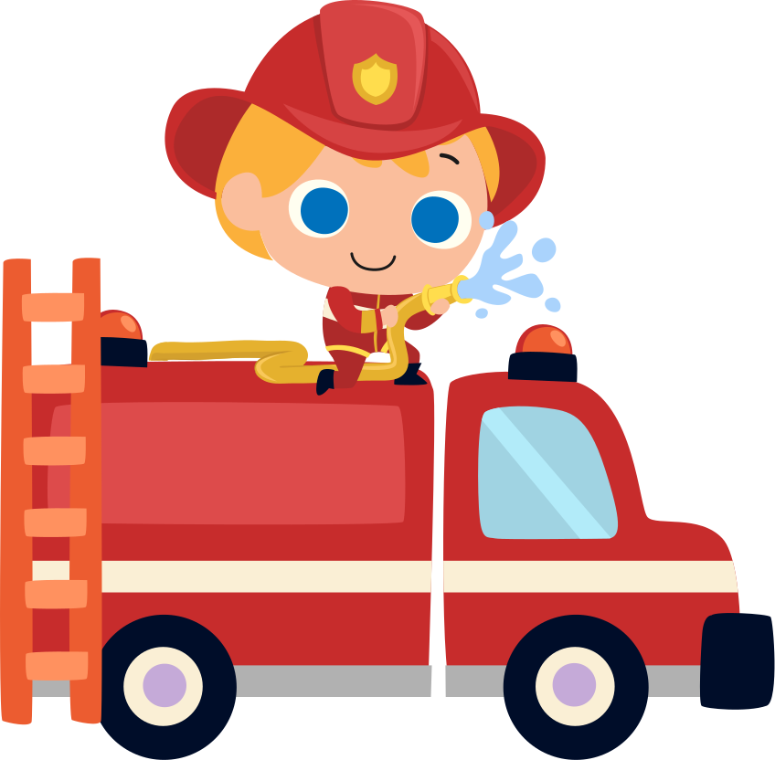 Tapis vinyle pour enfants voiture de pompier rouge - TenStickers