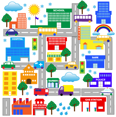 Tapis vinyle pour enfants ville colorée - TenStickers