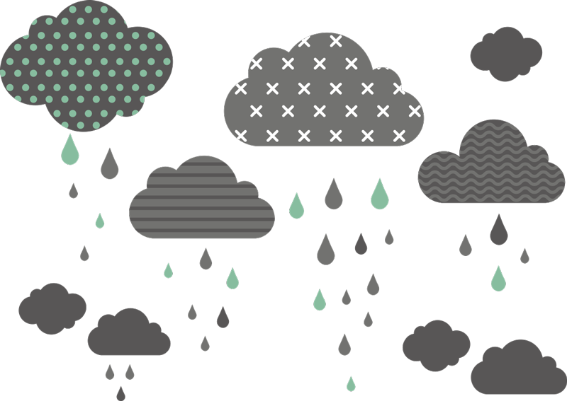Tapis vinyle pour enfants nuages gris et pluvieux - TenStickers