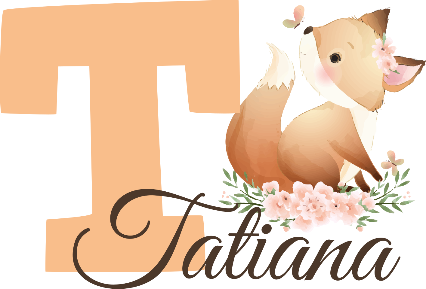 Tapis vinyle pour enfants renard mignon avec nom - TenStickers