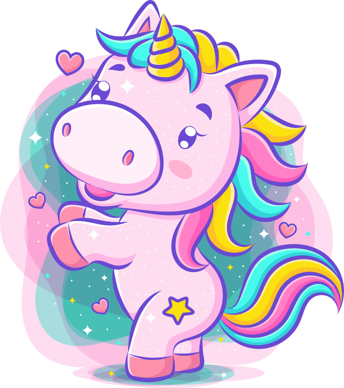 Tapis vinyle pour enfants licorne souriante colorée - TenStickers