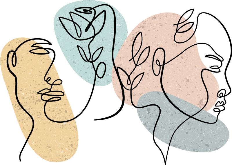 Tapis vinyle chambre visages de femmes en line art - TenStickers