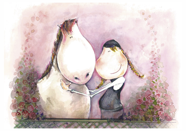 Tapis vinyle pour enfants fille et cheval - TenStickers