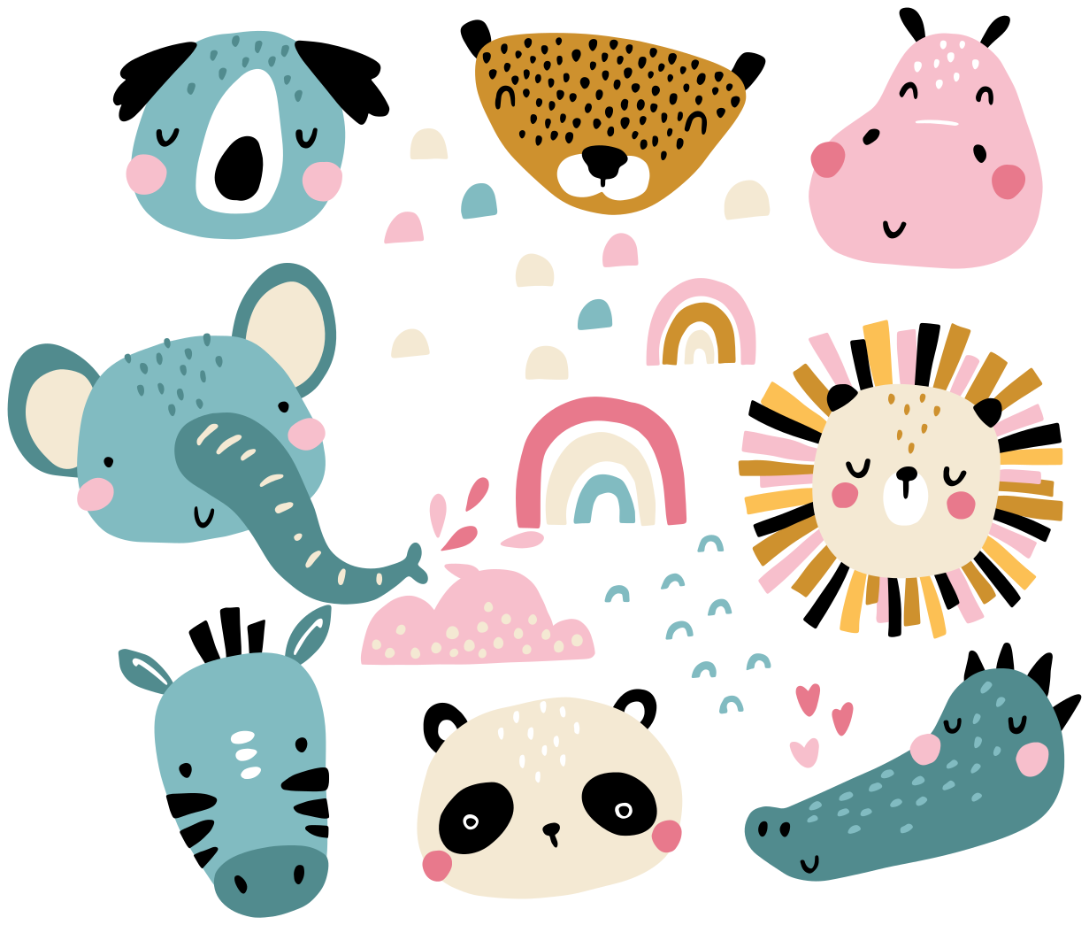 Tapis vinyle pour enfants animaux mignons style nordique - TenStickers