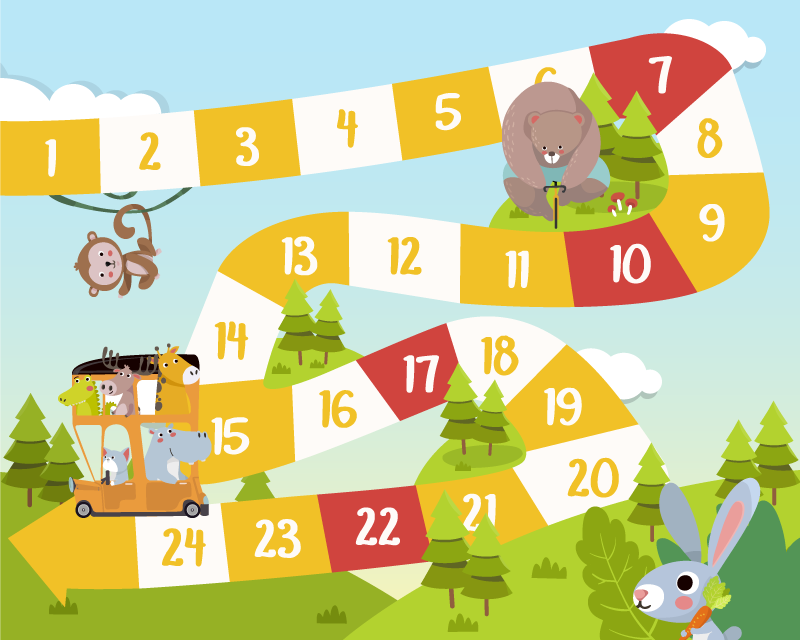 Tapis vinyle jeux animaux de cartoon - TenStickers