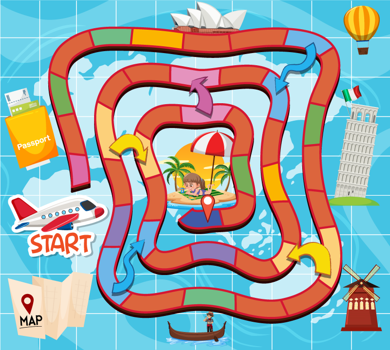 Tapis vinyle jeux voyage de société - TenStickers