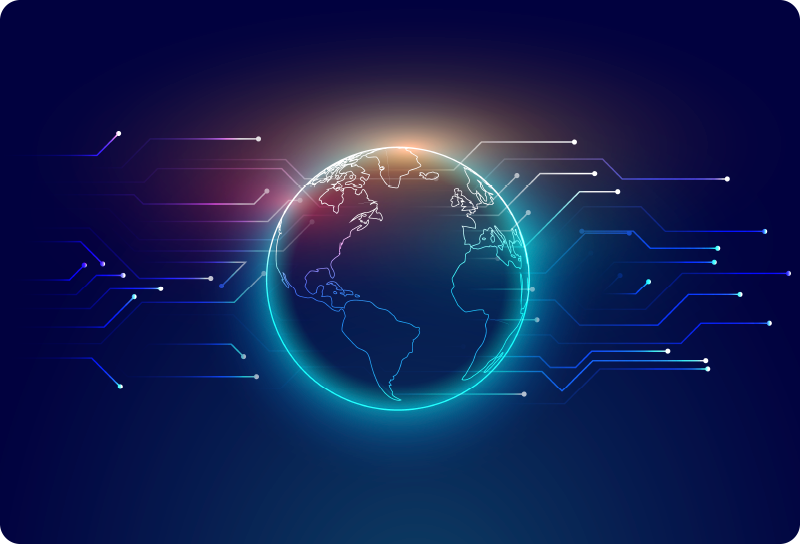 Tapis vinyle carte du monde géométrique télécommunication - TenStickers