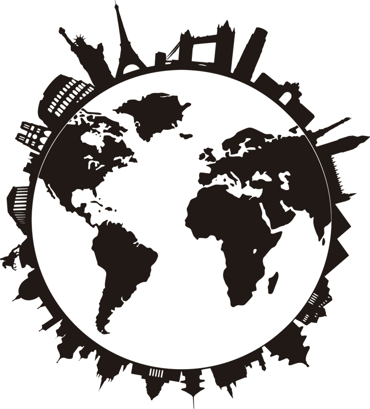 Tapis vinyle carte du monde avec monuments - TenStickers