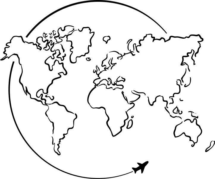 Tapis vinyle carte du monde avion circulaire - TenStickers