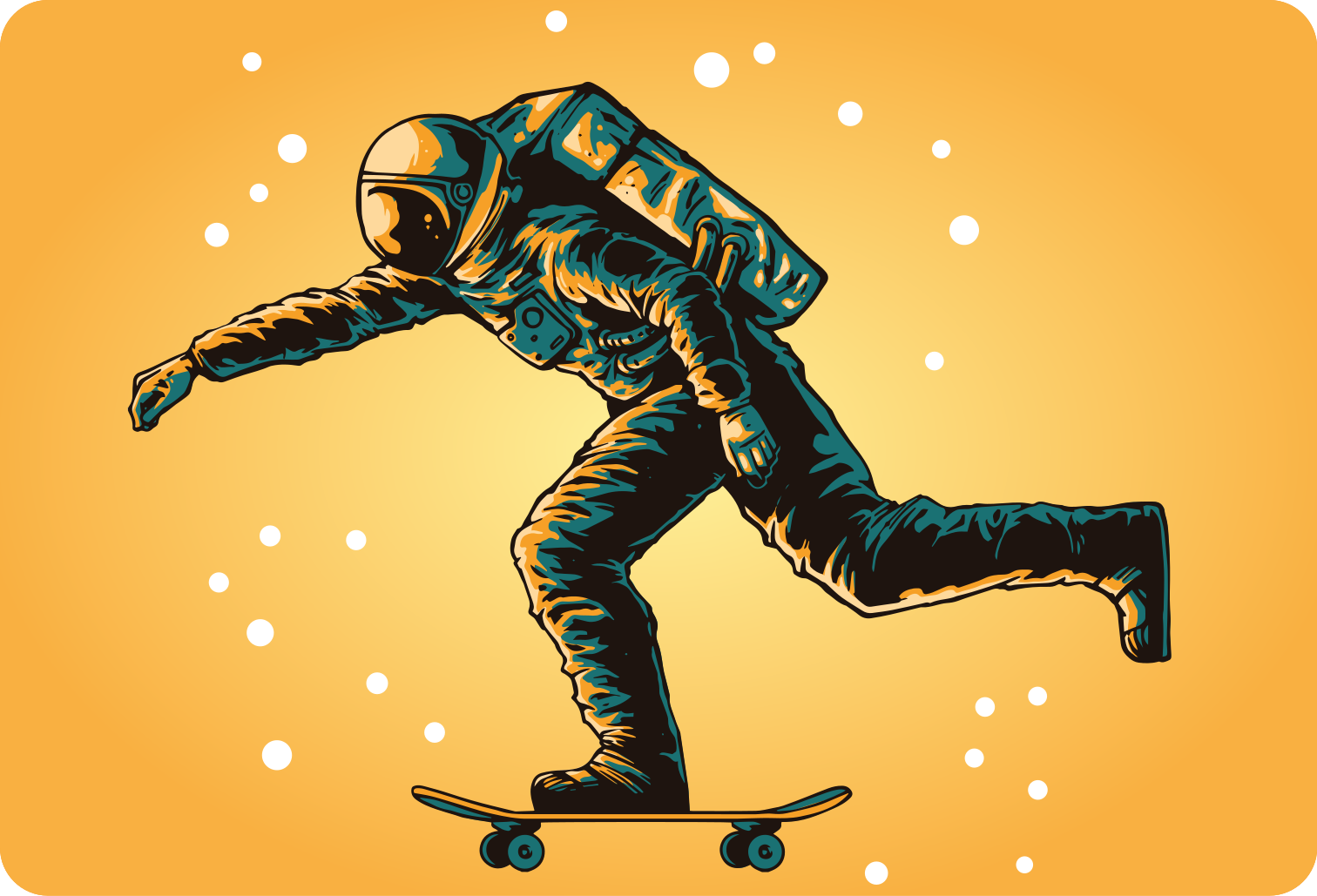 Tapis vinyle pour enfants astronaute skateboard - TenStickers