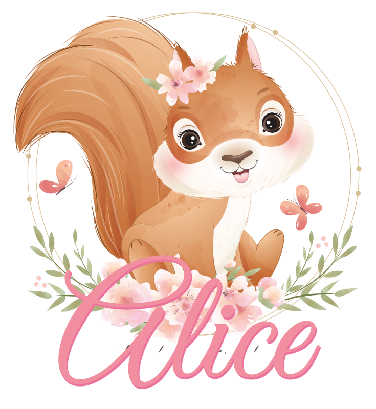 Tapis vinyle pour enfants écureuil mignon personnalisé - TenStickers
