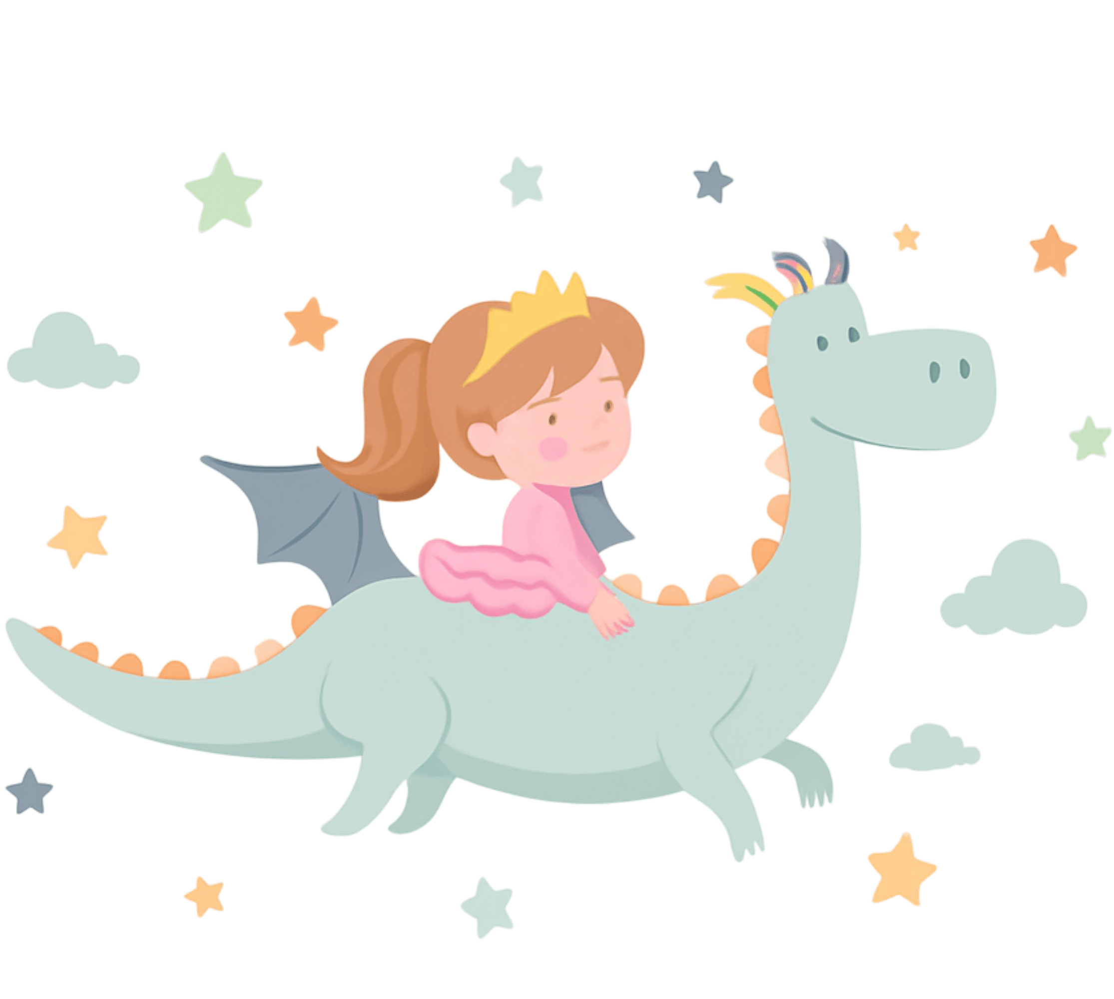 Tapis vinyle pour enfants princesse sur un dragon - TenStickers