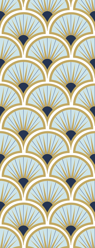 Tapis vinyle salle de bain nuances bleu art déco - TenStickers