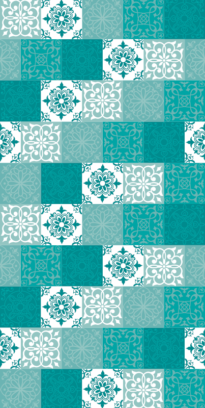 Tapis vinyle salle de bain carrelage turquoise - TenStickers