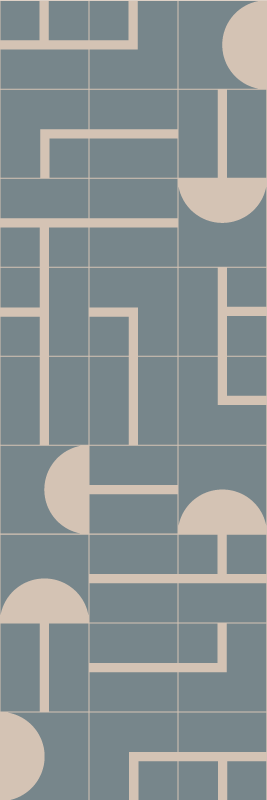 Tapis vinyle salle de bain motif géométrique bleu gris - TenStickers