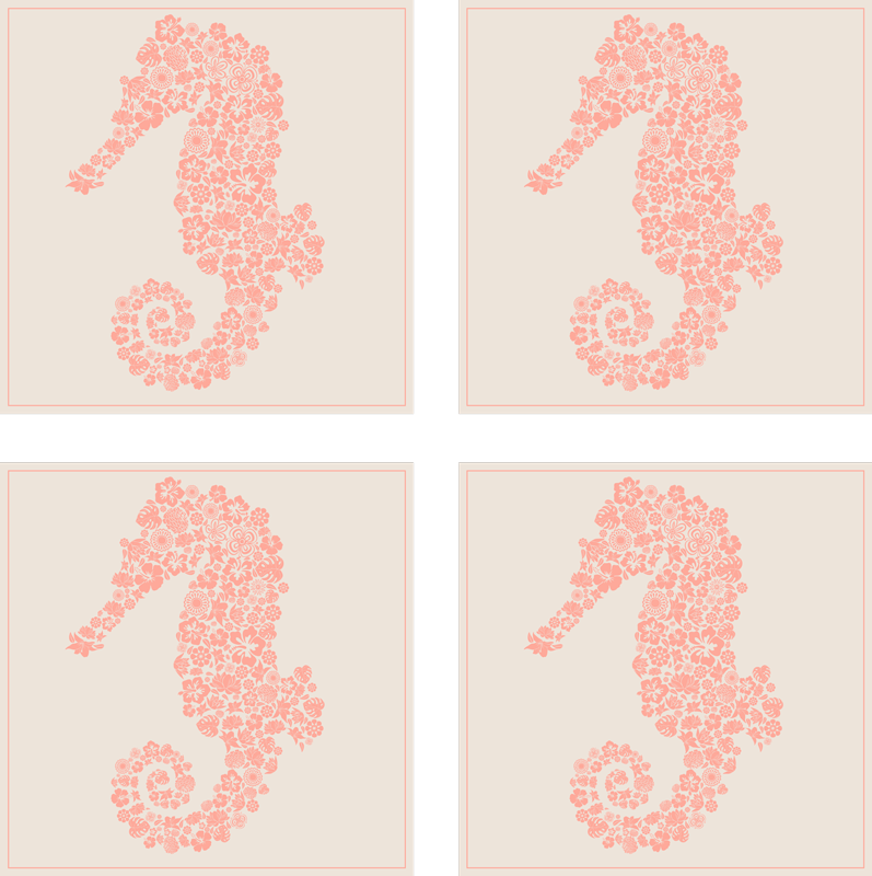Tapis vinyle salle de bain hippocampe floral - TenStickers