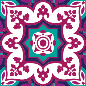 Tapis vinyle salle de bain motif carreaux marocains roses - TenStickers