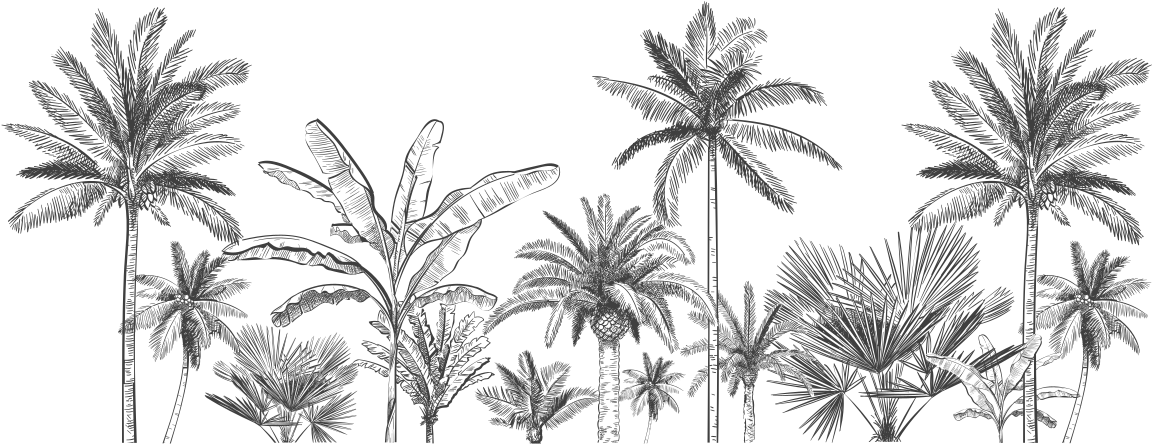 Tapis vinyle salle de bain croquis arbres tropicaux - TenStickers