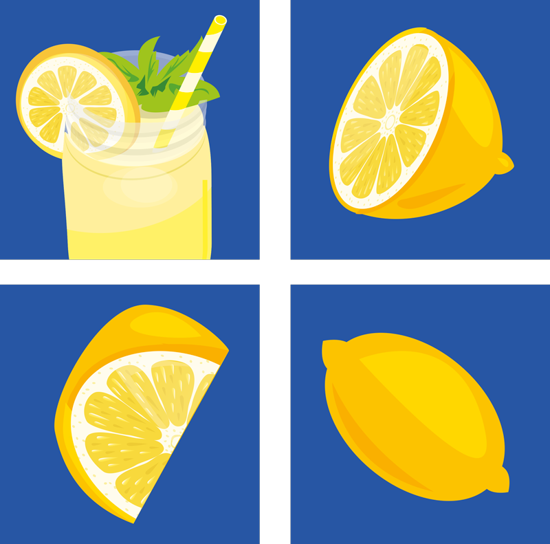 Tapis vinyle cuisine carreaux de jus de citron - TenStickers