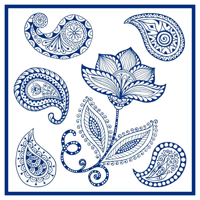 Tapis vinyle cuisine motifs cachemire et fleurs - TenStickers