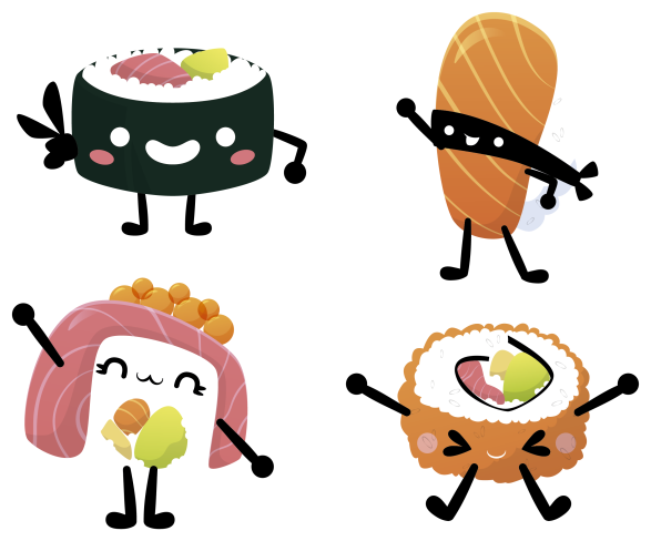 Tapis vinyle cuisine sushi mignon - TenStickers
