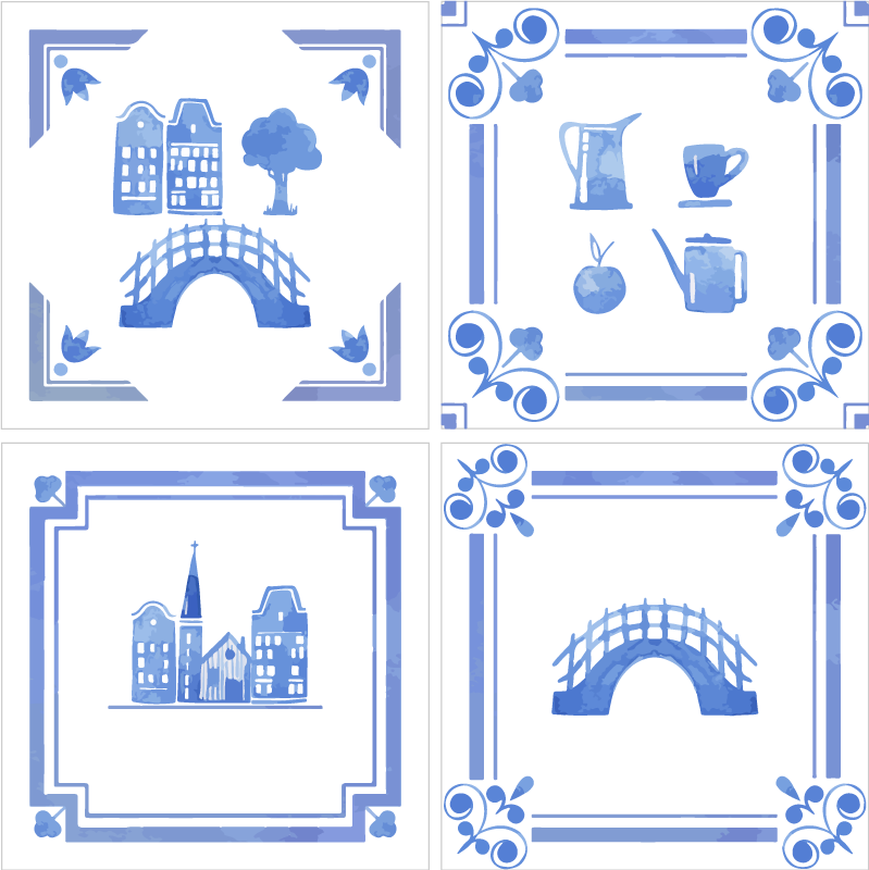 Tapis vinyle cuisine maisons néerlandaises delft - TenStickers