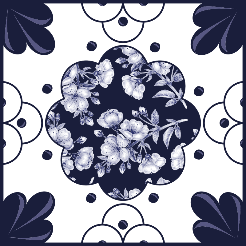 Tapis vinyle cuisine motifs de fleurs - TenStickers