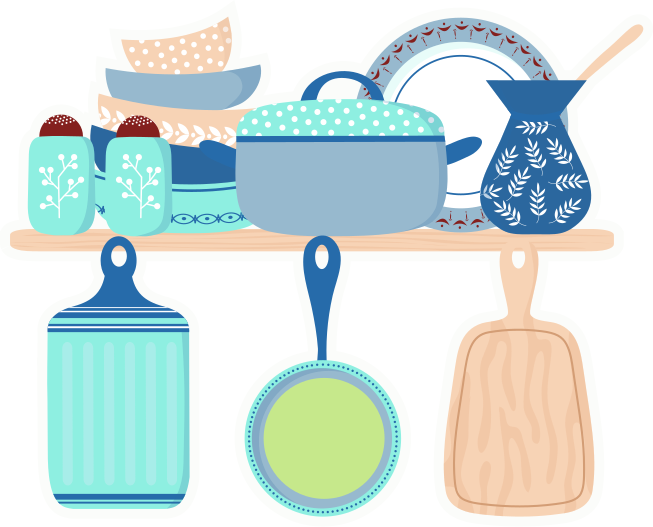 Tapis vinyle cuisine vaisselle en céramique - TenStickers